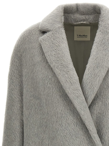 'S Max Mara Grauer Mantel aus Alpaka und Leder