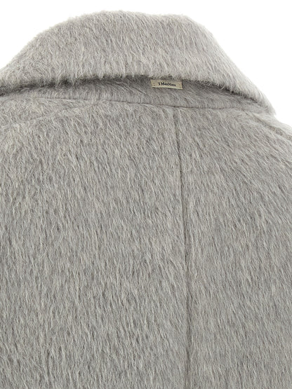 'S Max Mara Grauer Mantel aus Alpaka und Leder