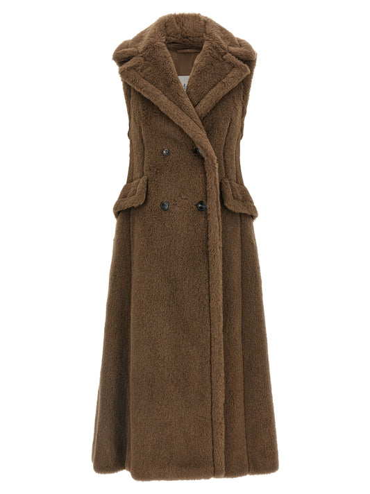 Max Mara Alpaca and Leather Coat – Brown