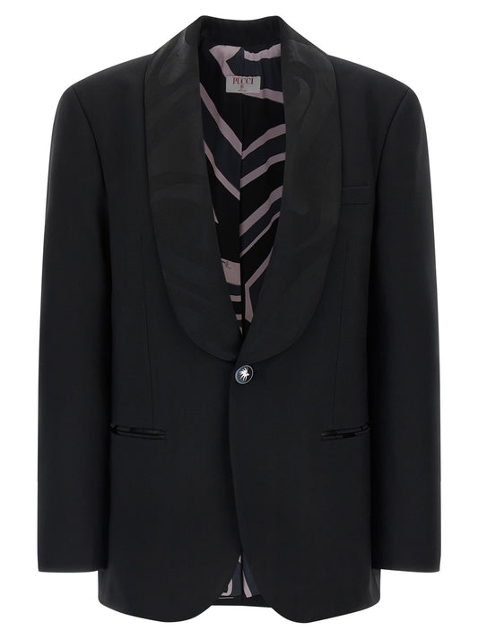 Emilio Pucci Schwarzer Blazer aus reiner Schurwolle