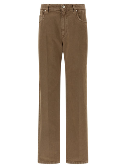 Brunello Cucinelli Beige Cotton Straight-Leg Jeans