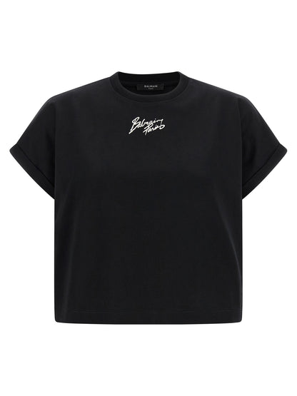 Balmain Schwarzes Baumwoll-T-Shirt