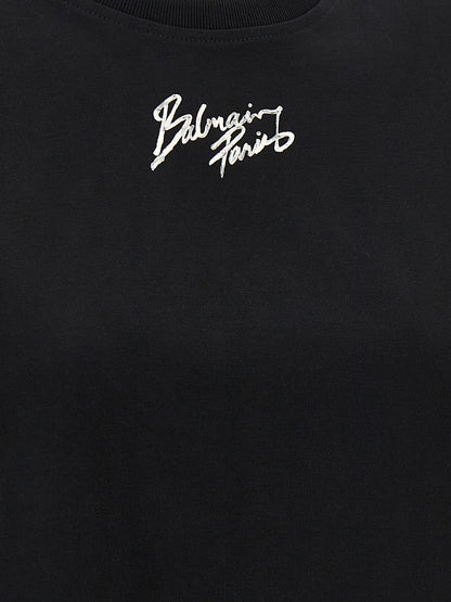 Balmain Schwarzes Baumwoll-T-Shirt