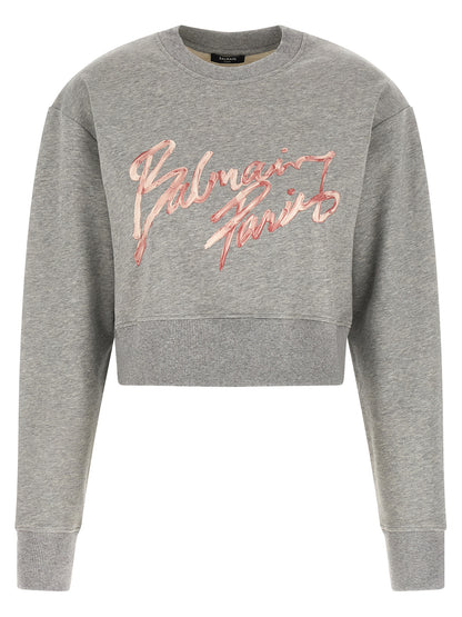 Balmain Grauer Baumwollpullover
