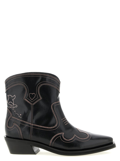 Ganni Schwarze Chelsea Boots aus Polyethylen