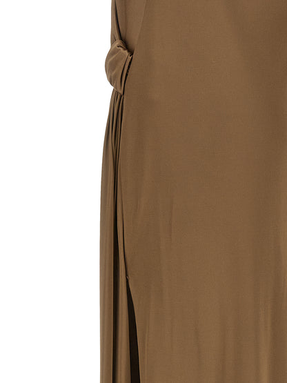 Elisabetta Franchi Beigefarbenes Viskose-Maxikleid