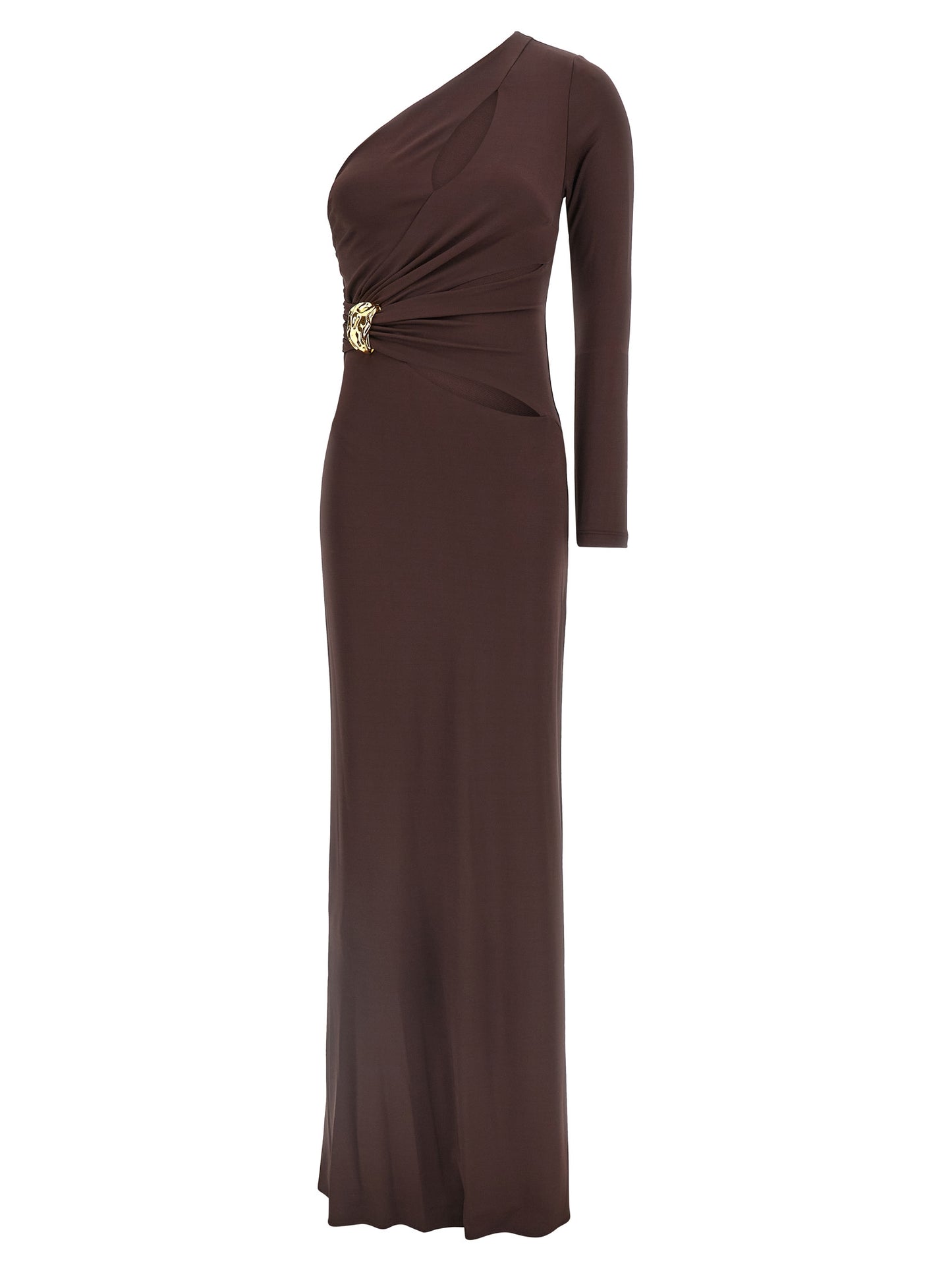 Elisabetta Franchi Braunes Viskose-Maxikleid