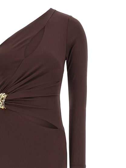 Elisabetta Franchi Braunes Viskose-Maxikleid