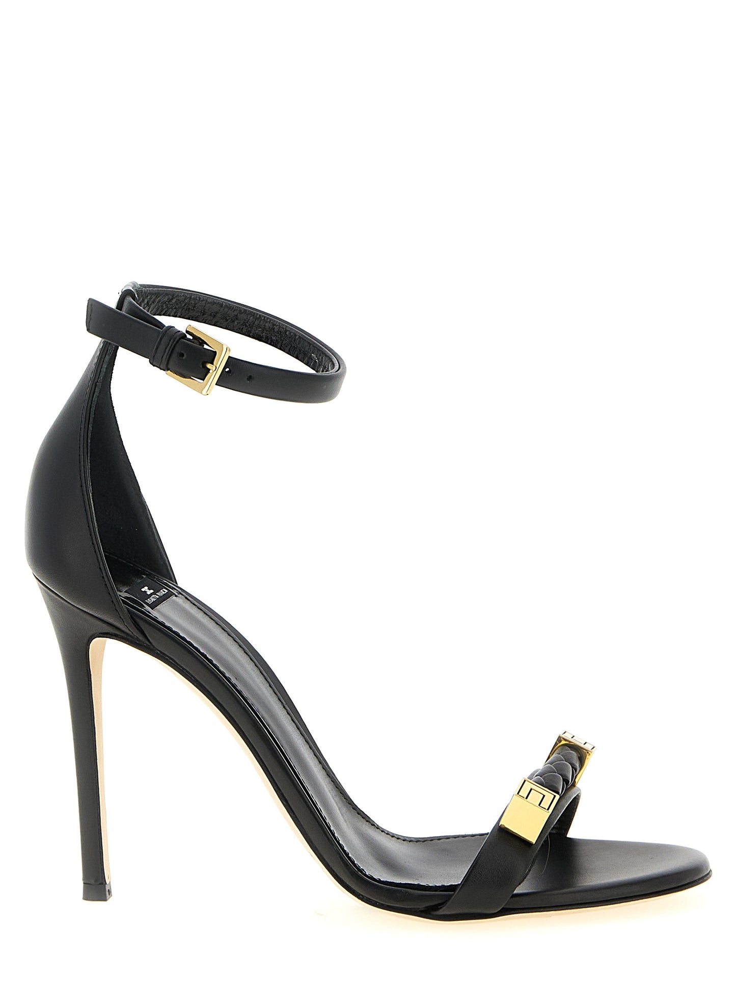 Elisabetta Franchi Schwarze Leder-Stiletto-Sandalen