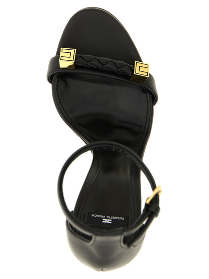 Elisabetta Franchi Schwarze Leder-Stiletto-Sandalen