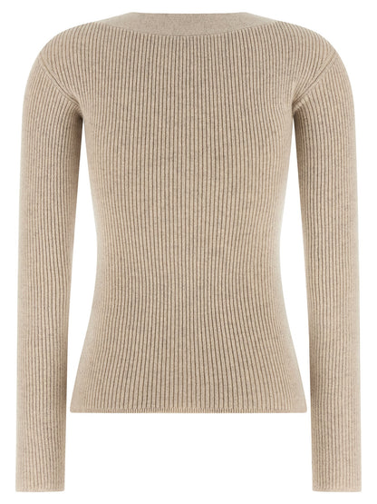 Max Mara Beige Wollstrickjacke