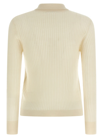 Max Mara Weißes Kaschmir-Poloshirt