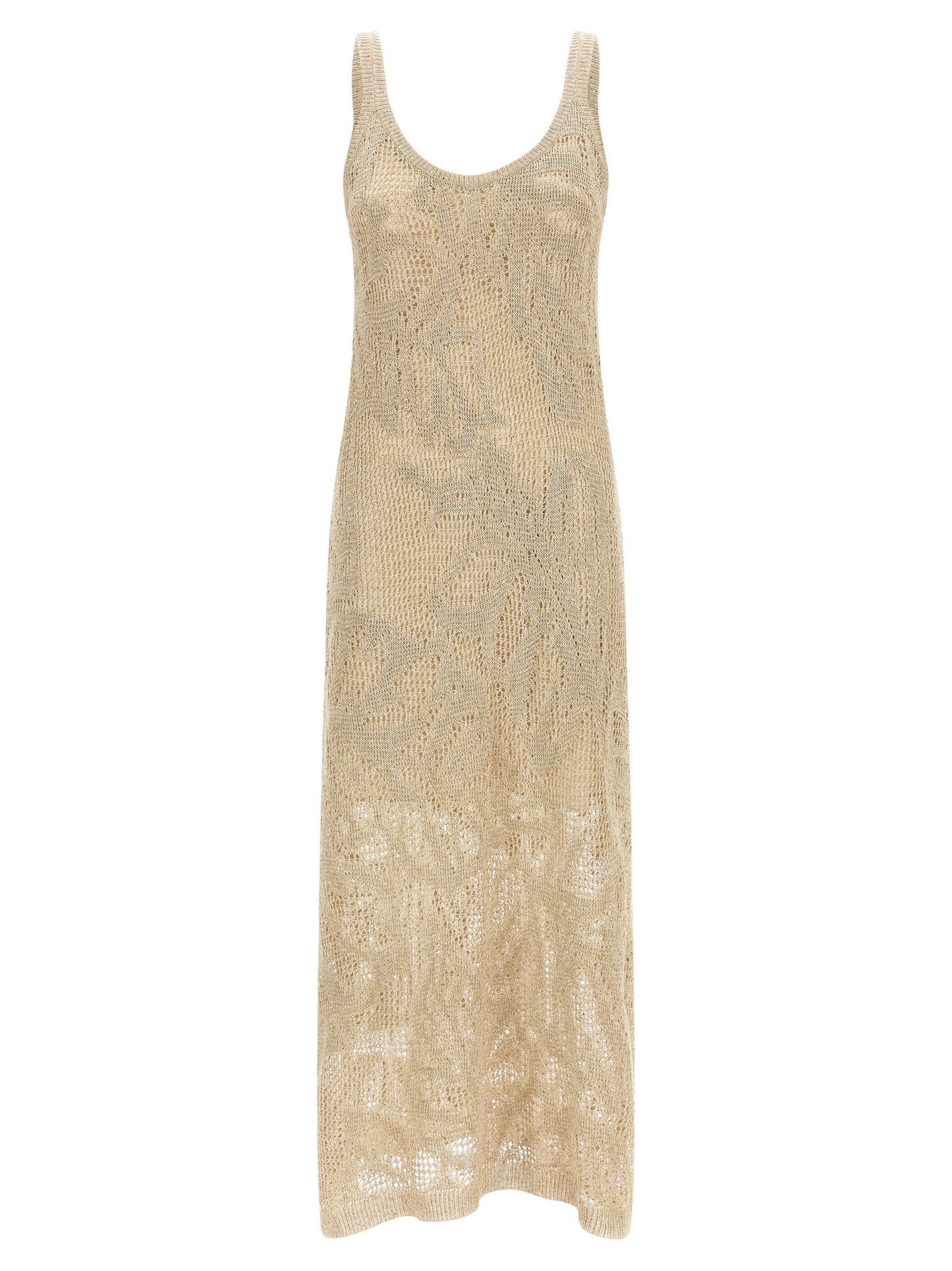 Brunello Cucinelli Langes beiges Leinenkleid