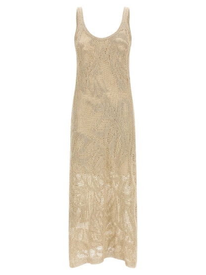 Brunello Cucinelli Langes beiges Leinenkleid