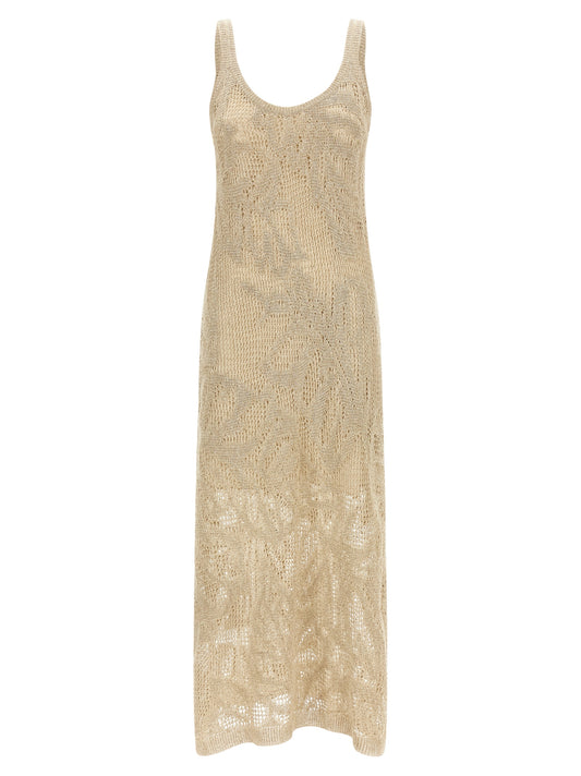 Brunello Cucinelli Langes beiges Leinenkleid