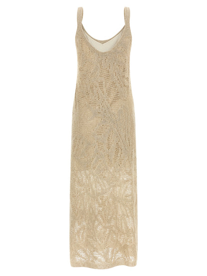 Brunello Cucinelli Langes beiges Leinenkleid