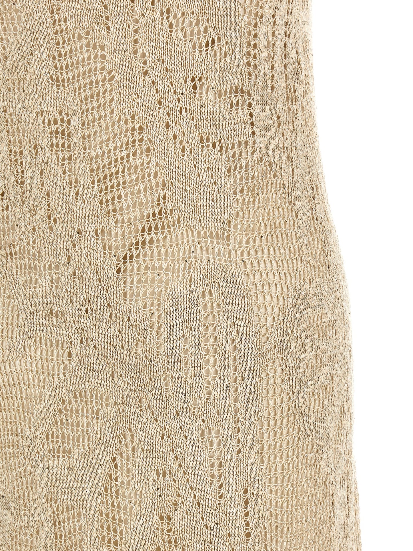 Brunello Cucinelli Langes beiges Leinenkleid