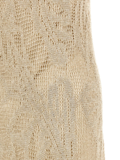 Brunello Cucinelli Langes beiges Leinenkleid