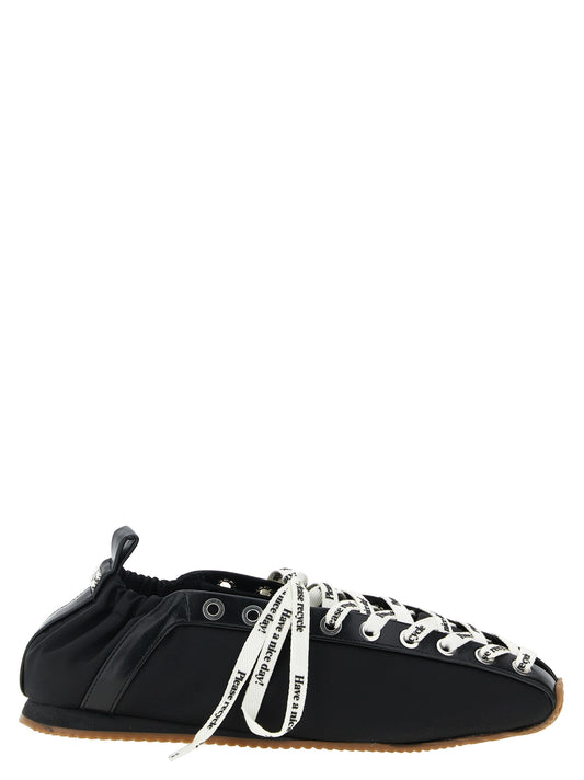 Ganni Schwarze Lace-up Ballerinas