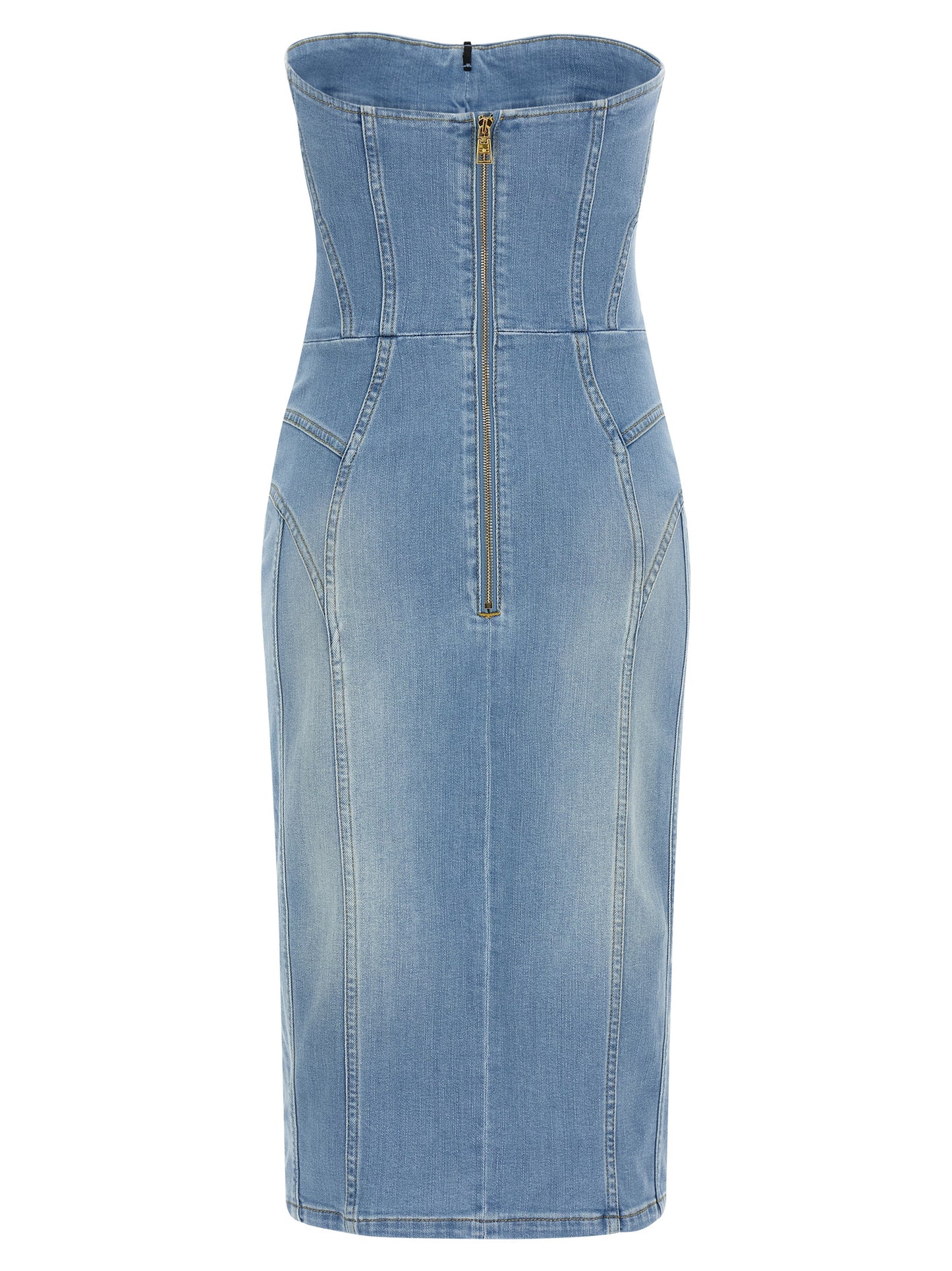 Elisabetta Franchi Blaues Baumwoll-Midikleid