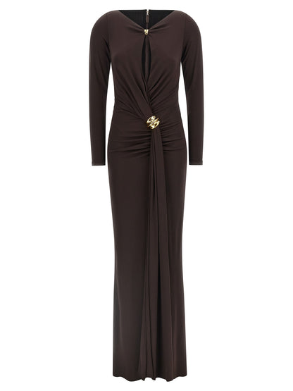 Elisabetta Franchi Braunes Viskose-Maxikleid