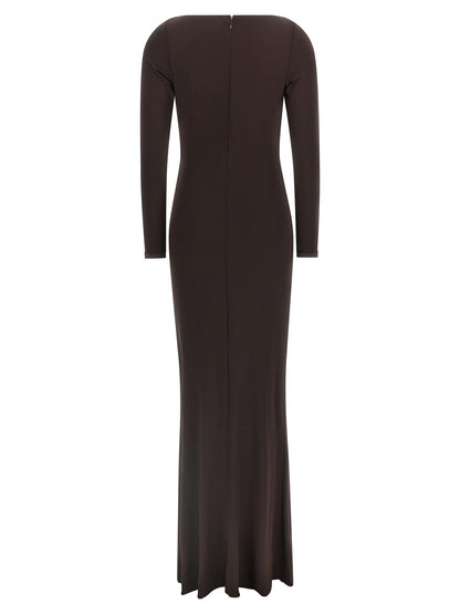 Elisabetta Franchi Braunes Viskose-Maxikleid