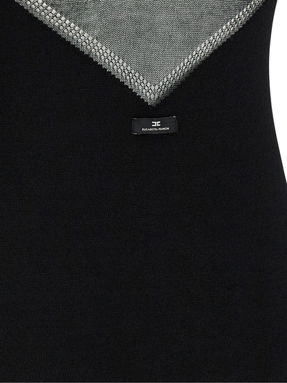 Elisabetta Franchi Schwarzes Viskose-Kurzkleid