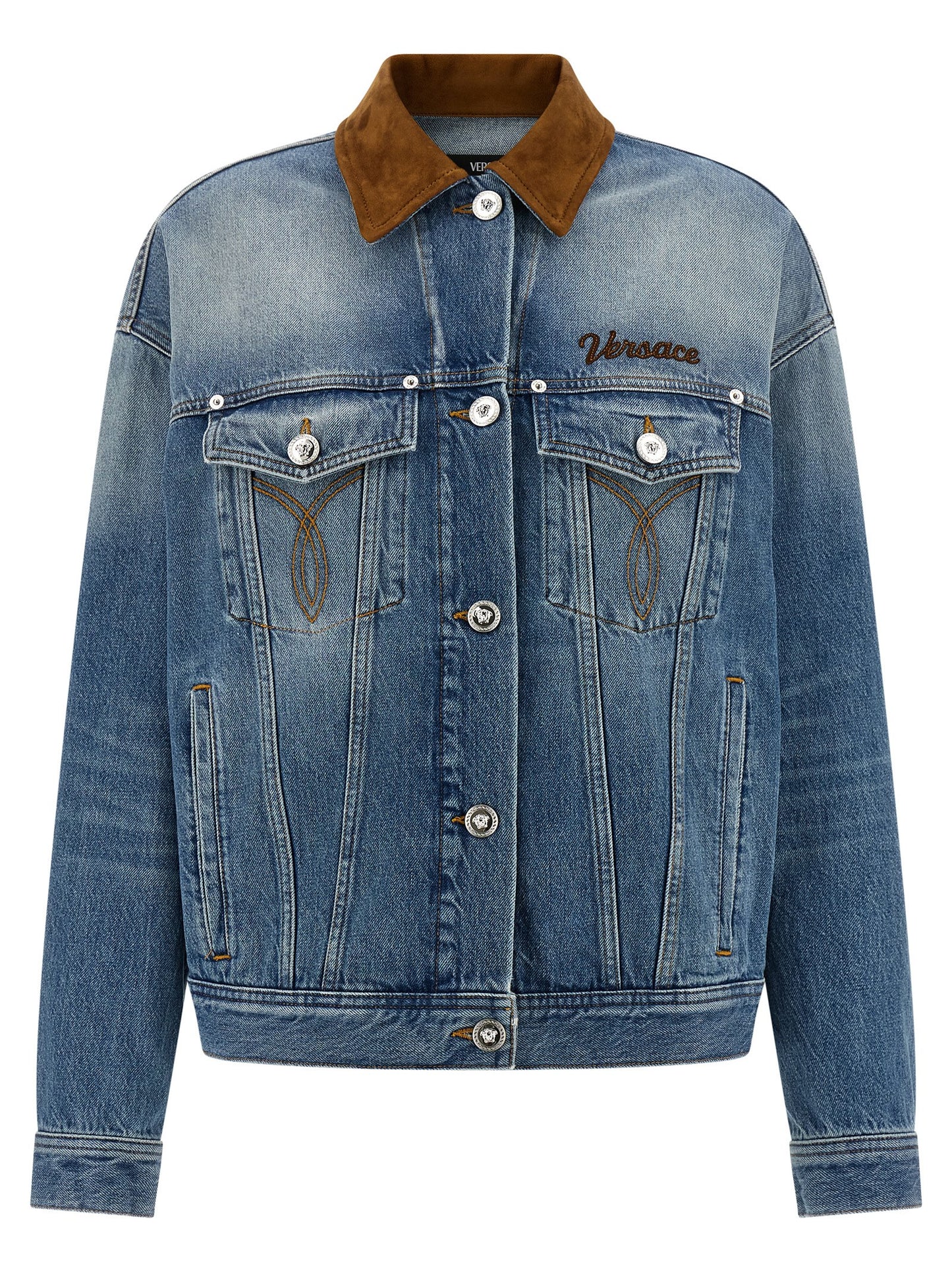 Versace Blaue Jeansjacke aus Baumwolle