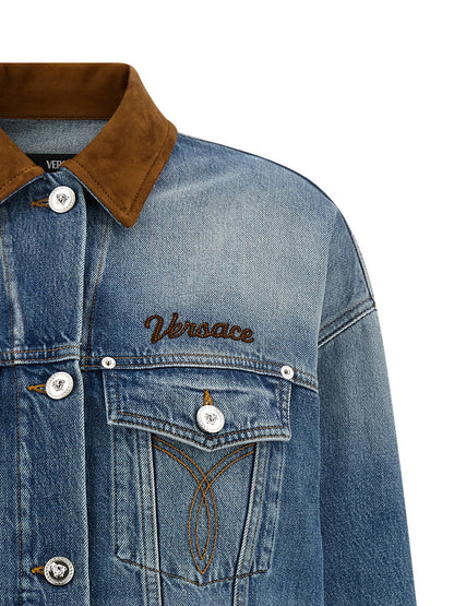 Versace Blaue Jeansjacke aus Baumwolle