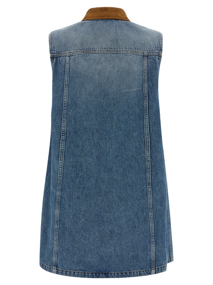 Versace Kurzes blaues Baumwollkleid