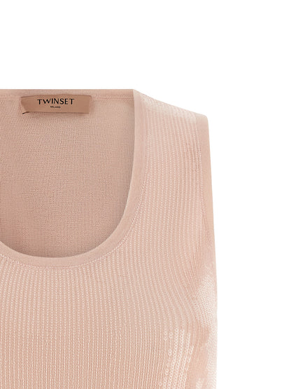 Twinset Ärmelloses T-Shirt aus mehrfarbiger Baumwolle