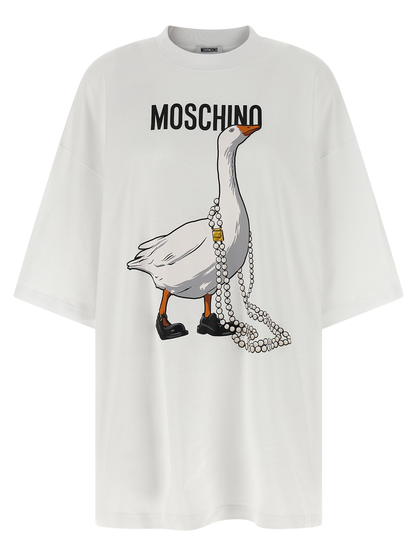 Moschino Weißes Baumwoll-Kurzkleid