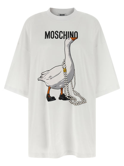 Moschino Weißes Baumwoll-Kurzkleid