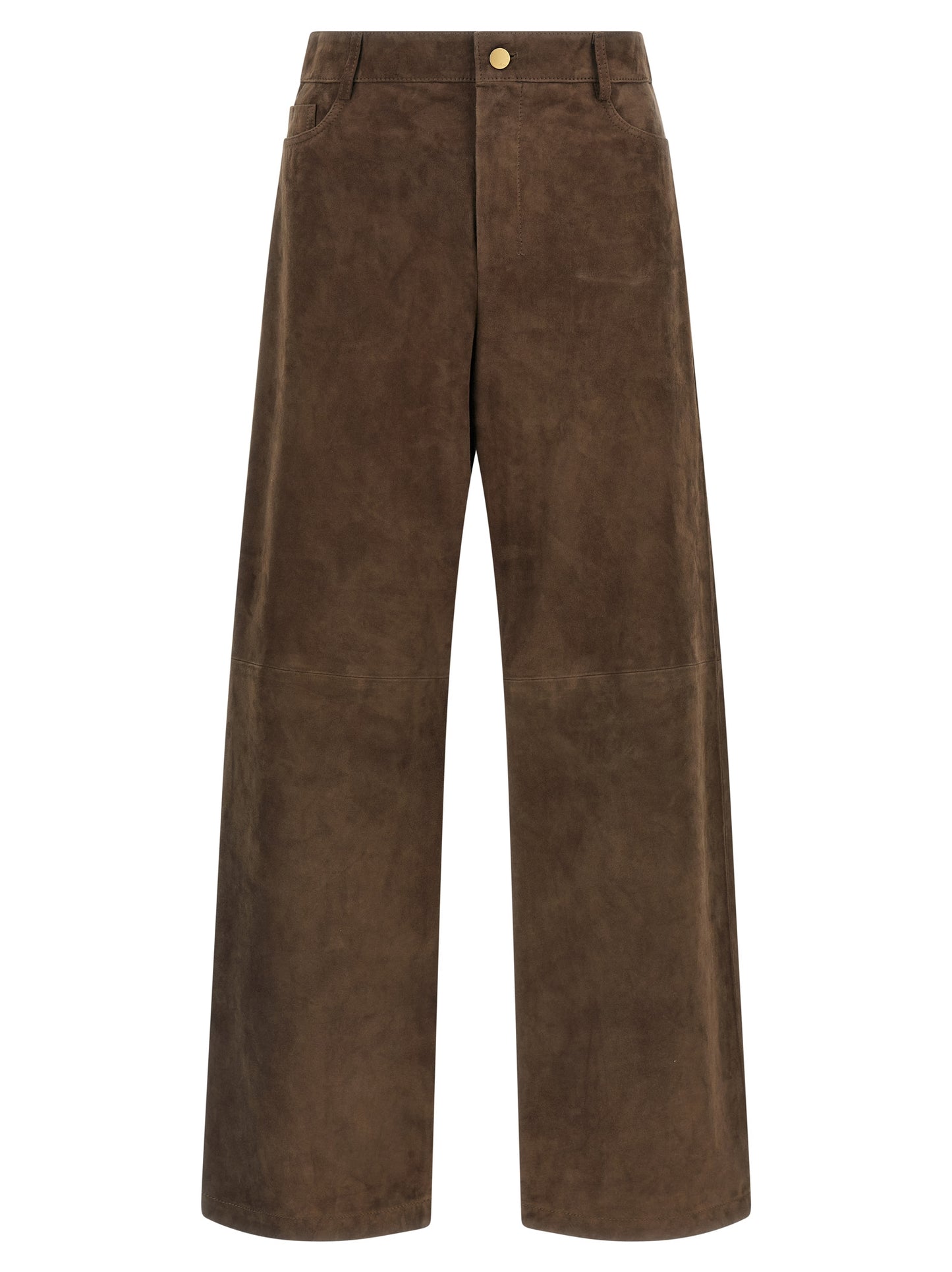 'S Max Mara Braune Lammleder-Freizeithose