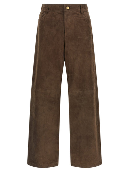 'S Max Mara Braune Lammleder-Freizeithose
