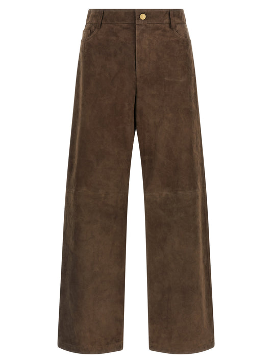 'S Max Mara Braune Lammleder-Freizeithose