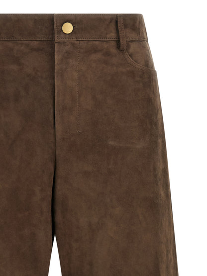 'S Max Mara Braune Lammleder-Freizeithose