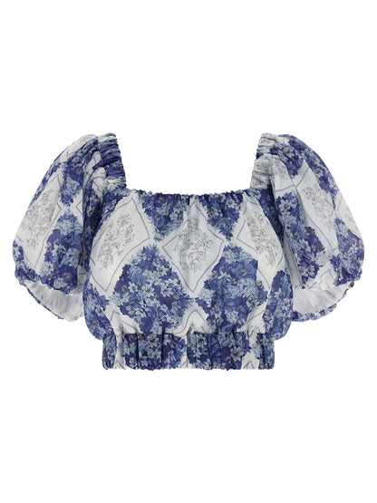 Twinset Blaue Ramie-Bluse