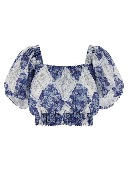 Twinset Blaue Ramie-Bluse