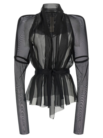 Rick Owens Schwarze Seiden-Maxijacke
