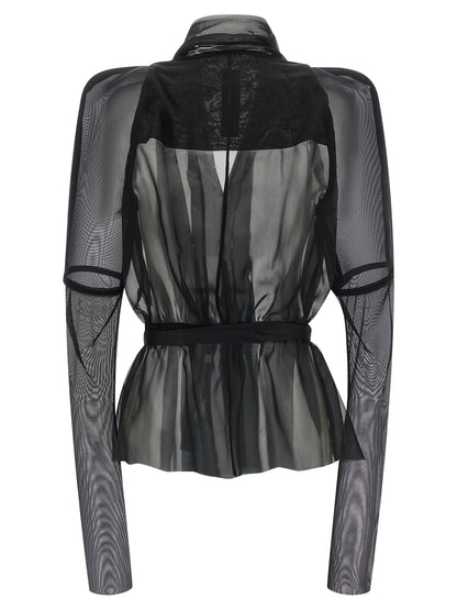Rick Owens Schwarze Seiden-Maxijacke