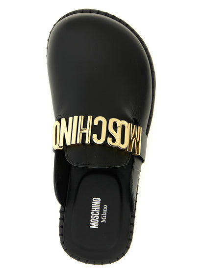 Moschino Schwarze Clogs aus Kalbsleder