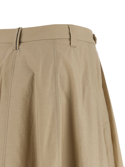 Brunello Cucinelli Beiger Baumwoll-Midirock