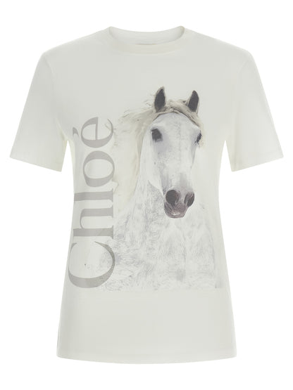 Chloé Weißes Baumwoll-T-Shirt