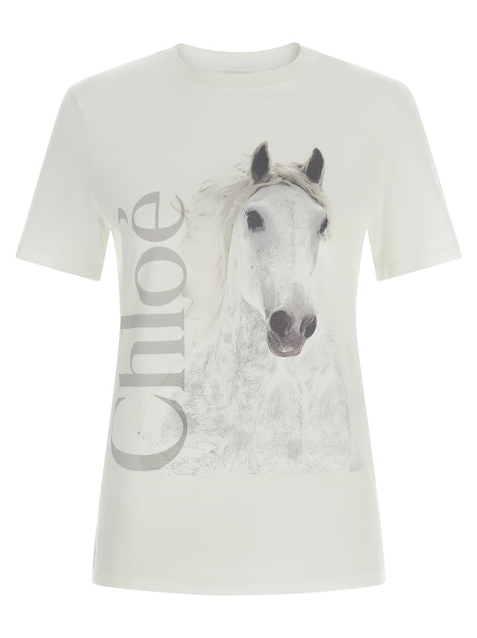 Chloé Weißes Baumwoll-T-Shirt
