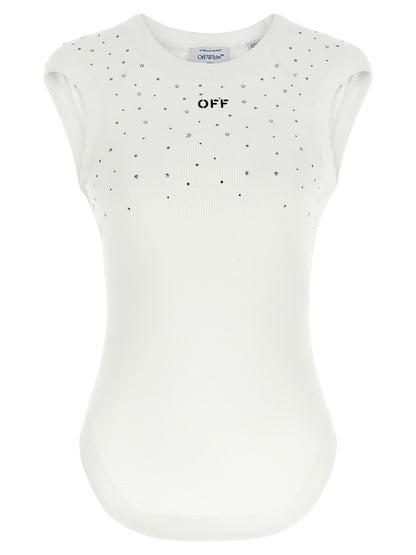 Off-White Weißes ärmelloses T-Shirt aus Viskose