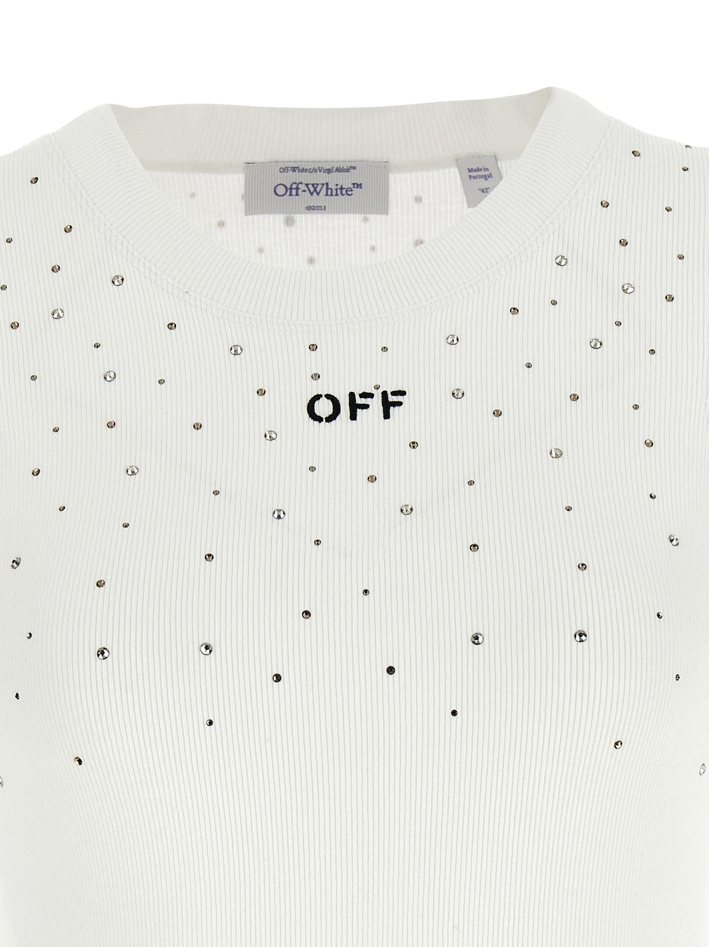 Off-White Weißes ärmelloses T-Shirt aus Viskose