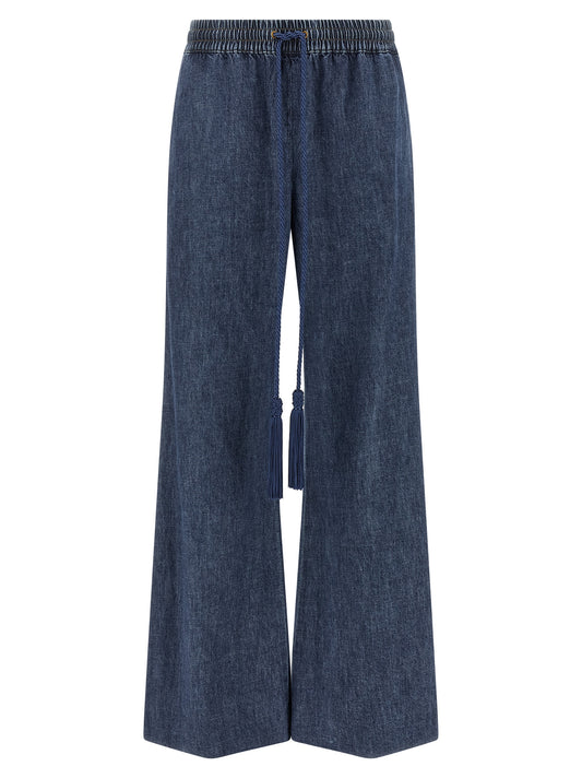 Valentino Garavani Blaue Baumwoll-Jeans mit ausgestelltem Bein