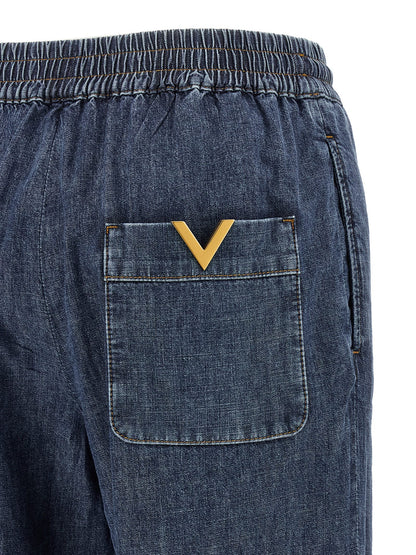 Valentino Garavani Blaue Baumwoll-Jeans mit ausgestelltem Bein