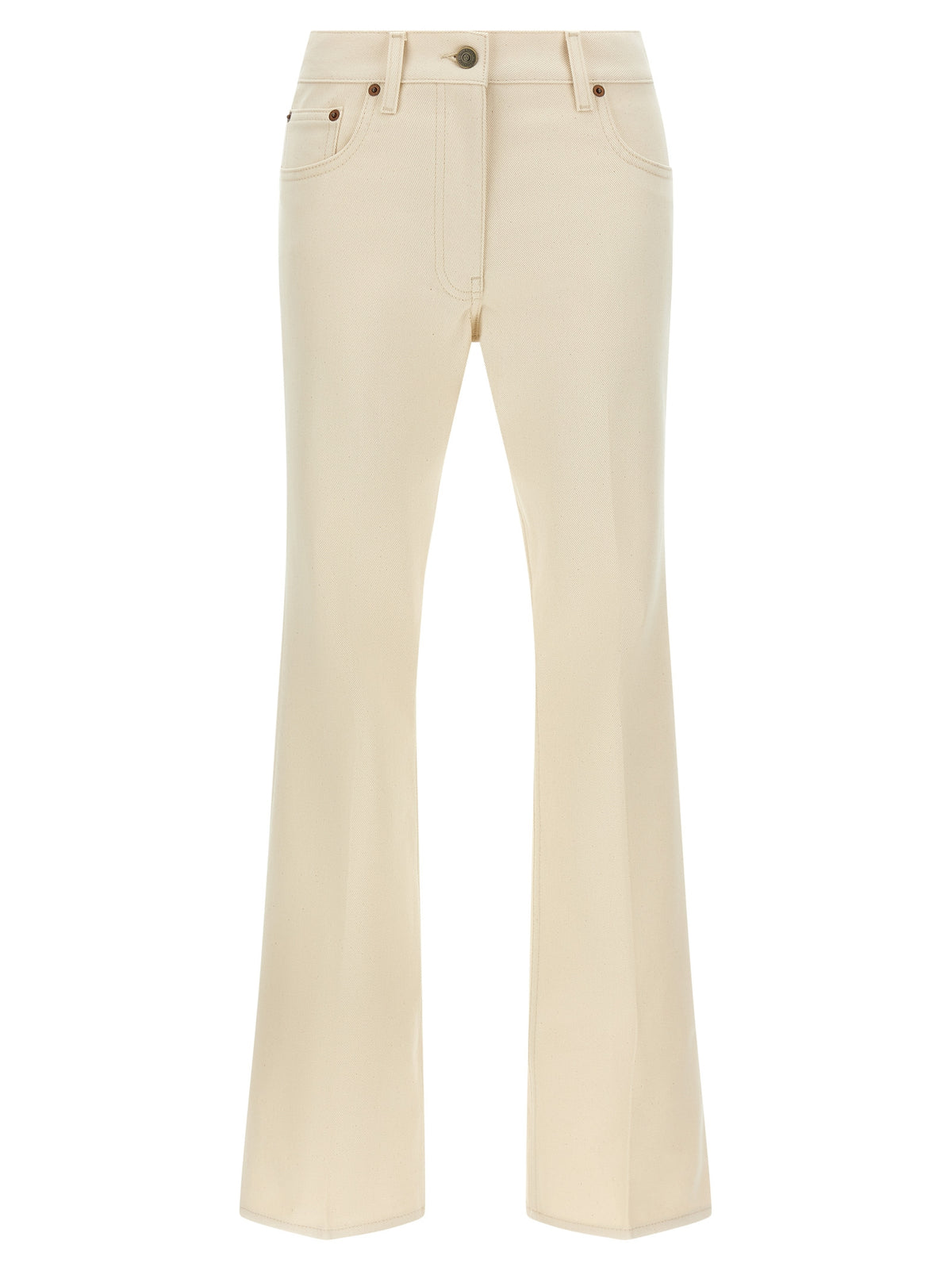 Jeans a zampa d'elefante in cotone beige di Valentino Garavani